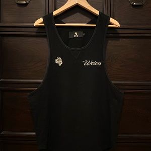 Small Wolves Cursive V-Stitch Tank